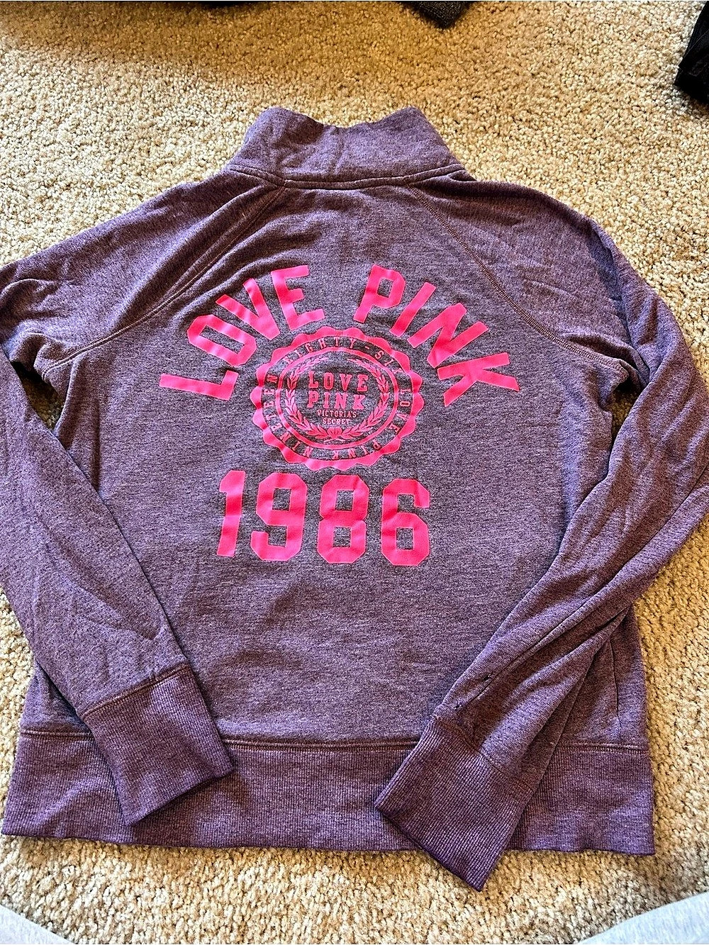 Victoria's Secret PINK Love Pink 1986 Full Zip Jacket Purple & Pink